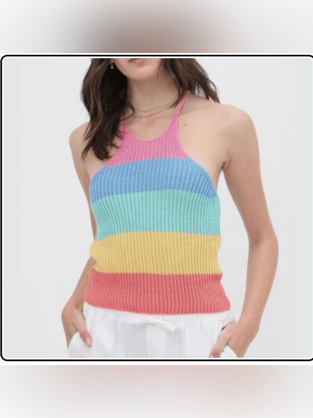Love Tree Rainbow Knit Halter Crop Top - 
Size Medium 🌈